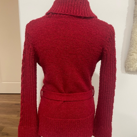Arden B Size XS S Red Belted Cardigan Sweater - Picture 2 of 7